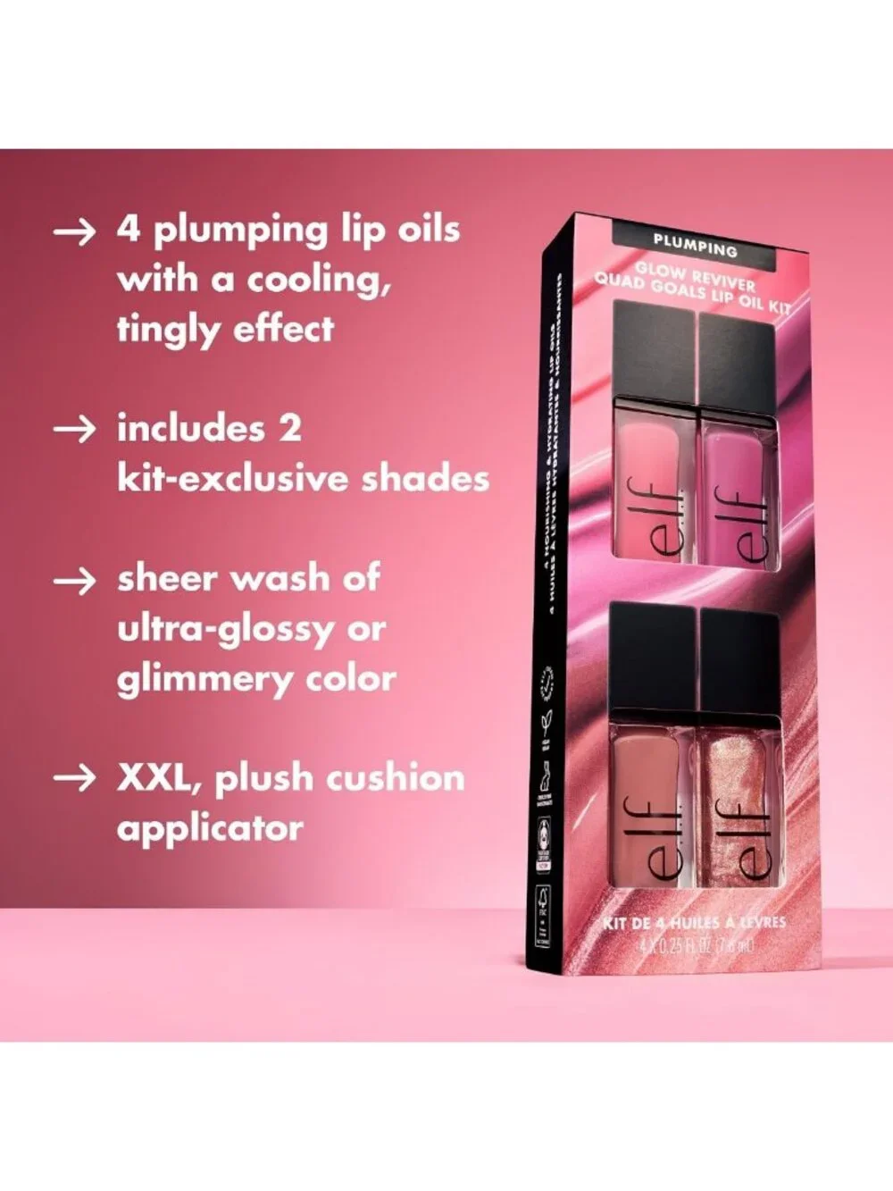 Nourishing Tinted Lip Oil Kit - Vegan, Cruelty-Free, 4 Shades, High-Shine Finish